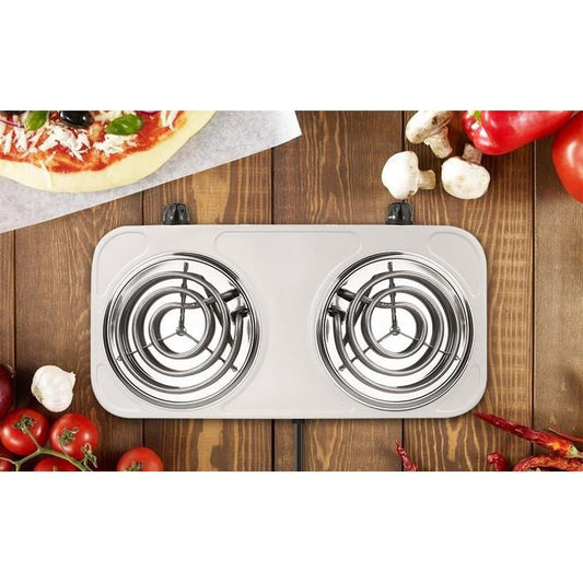 Portable Electric Double Coil Burner with Dual Control, heats up in just 2 mins - 2000 Watts