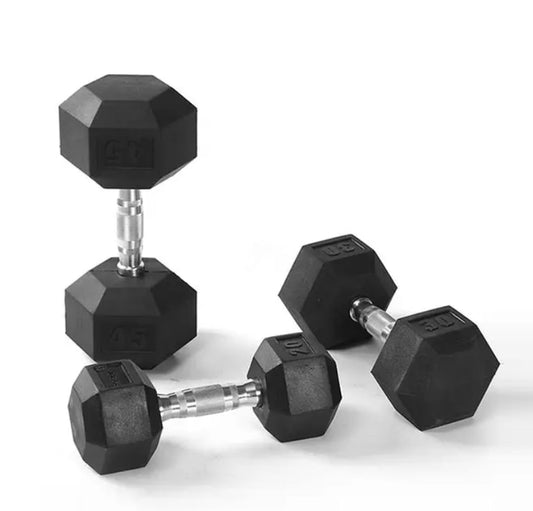 Body-Solid Rubber Coated Hexagon Dumbbells (25+25 KGs Pair)