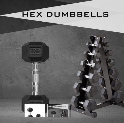 Body-Solid Rubber Coated Hexagon Dumbbells