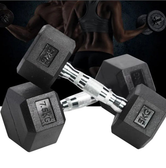 Body-Solid Rubber Coated Hexagon Dumbbells (30+30 KGs Pair)
