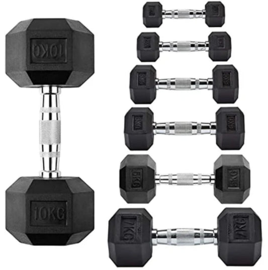 Body-Solid Rubber Coated Hexagon Dumbbells (20+20 KGs Pair)