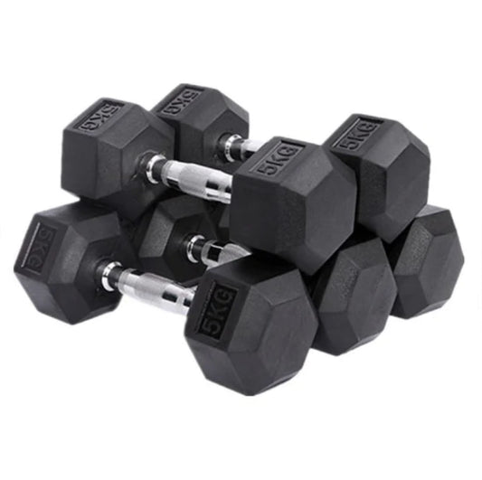 Body-Solid Rubber Coated Hexagon Dumbbells (15+15 KGs Pair)