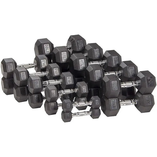 Body-Solid Rubber Coated Hexagon Dumbbells (12.5+12.5 KGs Pair)