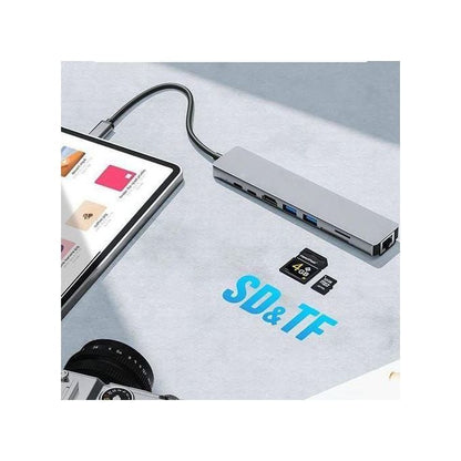 USB C Hub 8 in 1 Type 3.1 to 4K HDMI Adapter with Card Reader RJ45 SD/TF Card Reader PD Fast Charge for Laptop MacBook