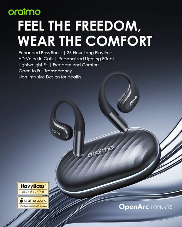 Oraimo OpenArc Open-Ear Wireless Earphones OPN-675 Earbuds