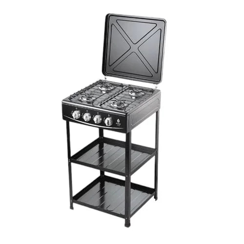 Nunix 4 Burner Full Gas Table Top Cooker with Shelves & Stand