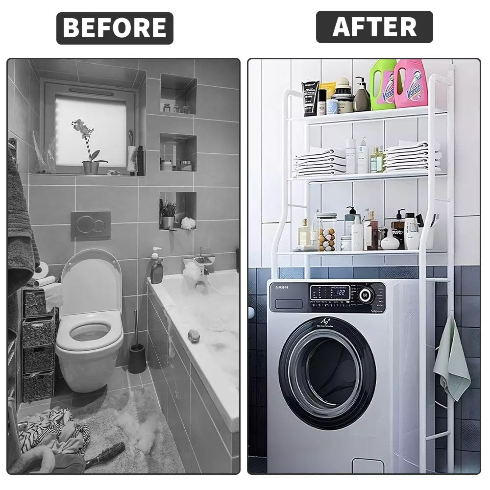 Over Washing Machine and Toilet Storage Rack 3-Tier Bathroom Laundry Shelf Organizer