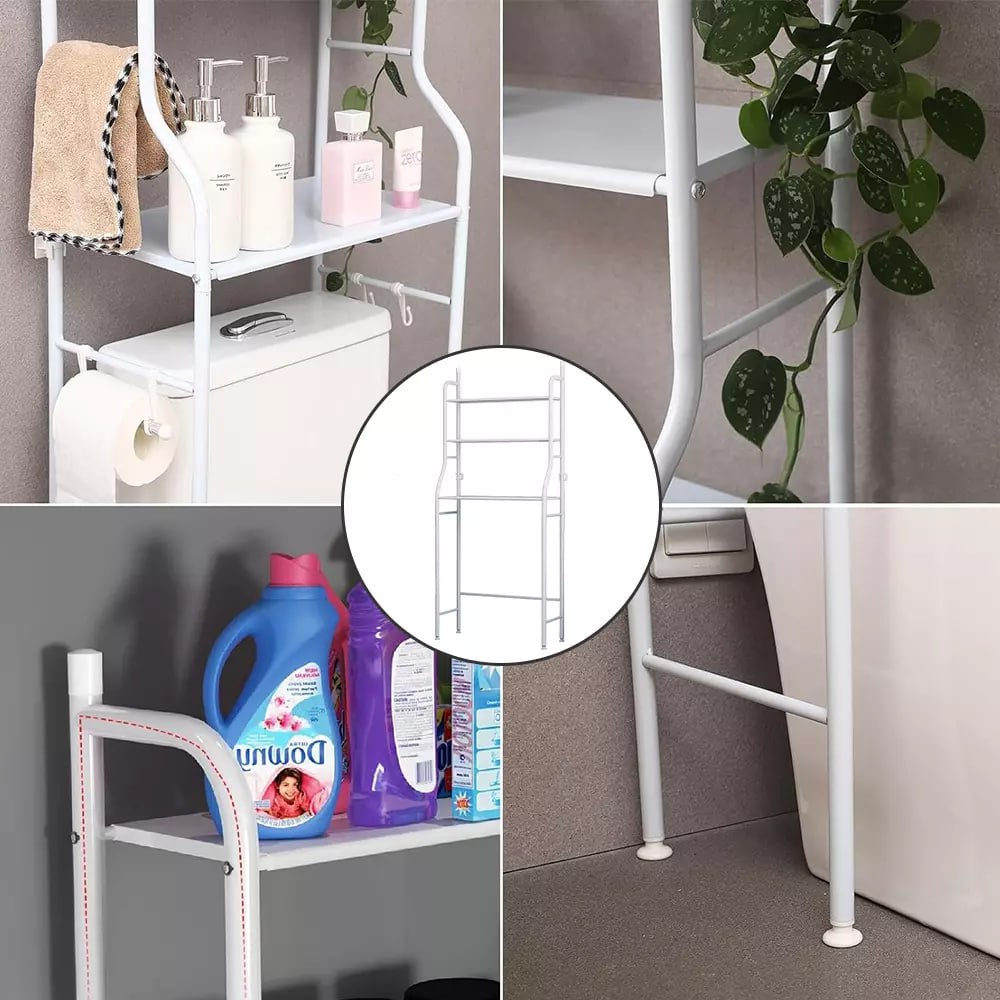 Over Washing Machine and Toilet Storage Rack 3-Tier Bathroom Laundry Shelf Organizer