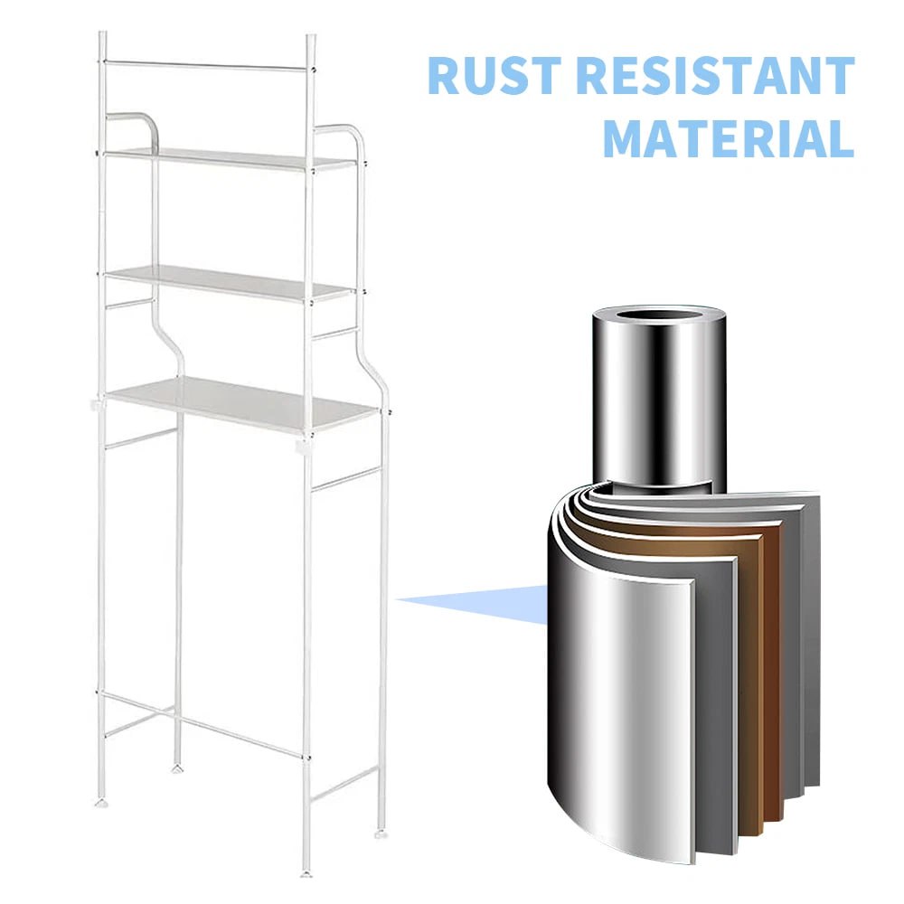Over Washing Machine and Toilet Storage Rack 3-Tier Bathroom Laundry Shelf Organizer