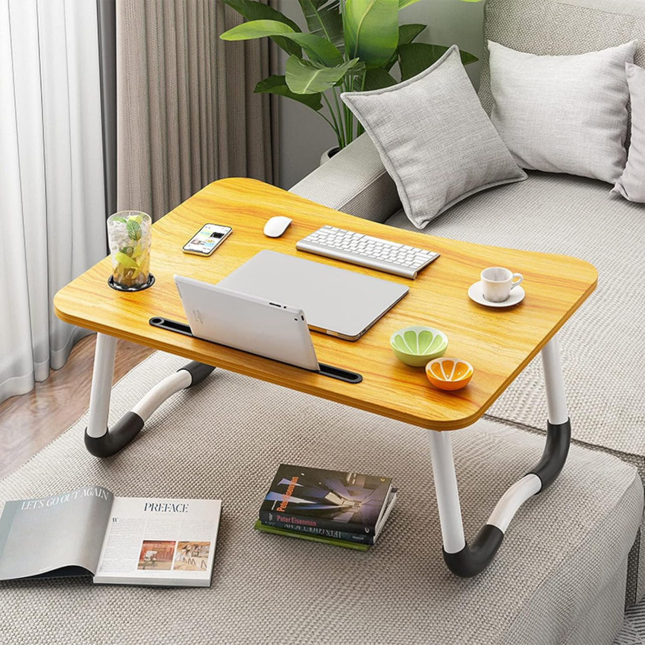 Laptop Bed And Desk Tray Holder With Cup Holder