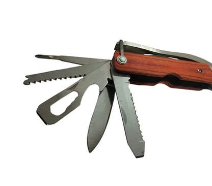 Portable 13-in-1 Survival Multitool Pocket Mini Hammer Ergonomic Design Metal Construction Wood Inlay Handle Multifunctional Hammer Tool for Outdoor Survival,Camping, Fishing, Hiking