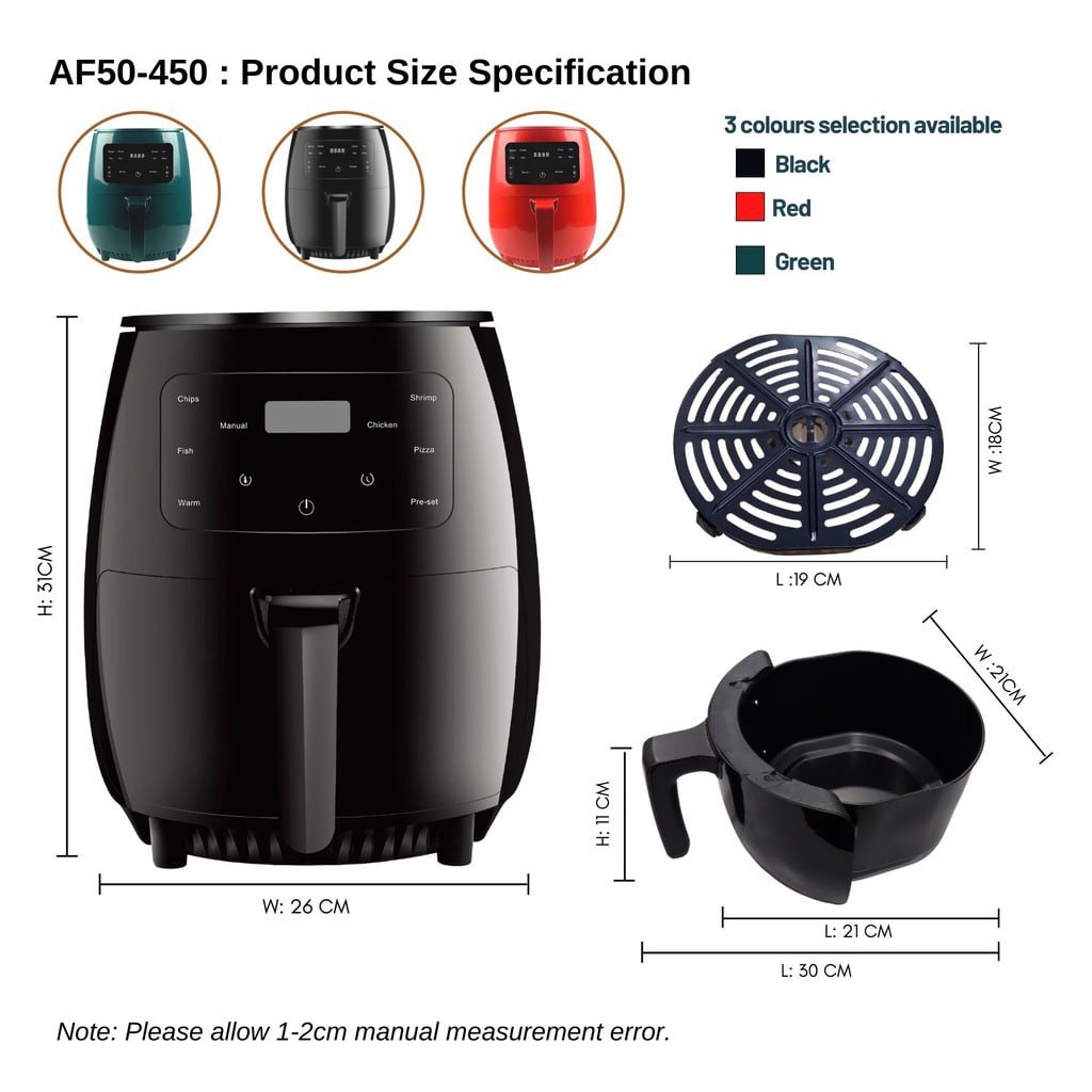 Silvercrest Air Fryer Pot for Oil-Free Food Cooking - 6 Ltrs
