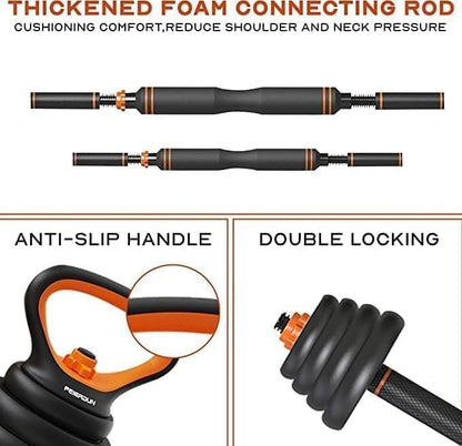 6-In-1 Dumbells With A Barbell And Kettlebells - Ultimate Home Gym Solution