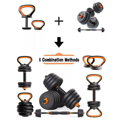 6-In-1 Dumbells With A Barbell And Kettlebells - Ultimate Home Gym Solution