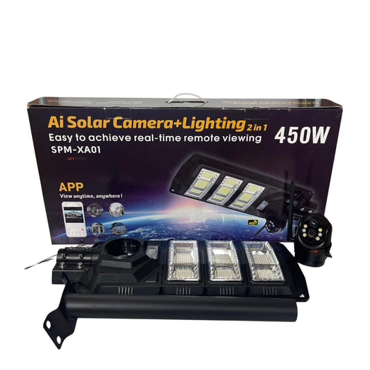 2-in-1 Bright 450W LED Flood Light 3 Lens CCTV Camera