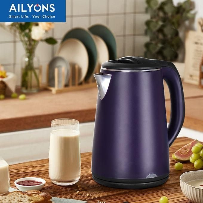 AILYONS Stainless Steel 2.2Ltr Electric Kettle with Safety Lock Lid & Boil-Dry Protection