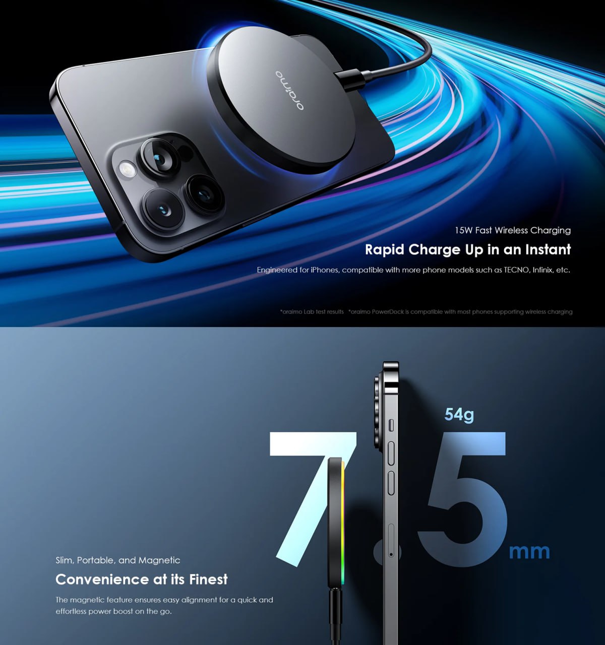 Oraimo Power Dock 15W Magnetic Wireless Charging Pad