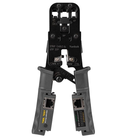 Network Cable Crimper with LAN Tester 4P 6P 8P Telephone Cable RJ45/RJ12/RJ11 Network Cable Pliers Ratchet Modular Telecom Crimping Tool