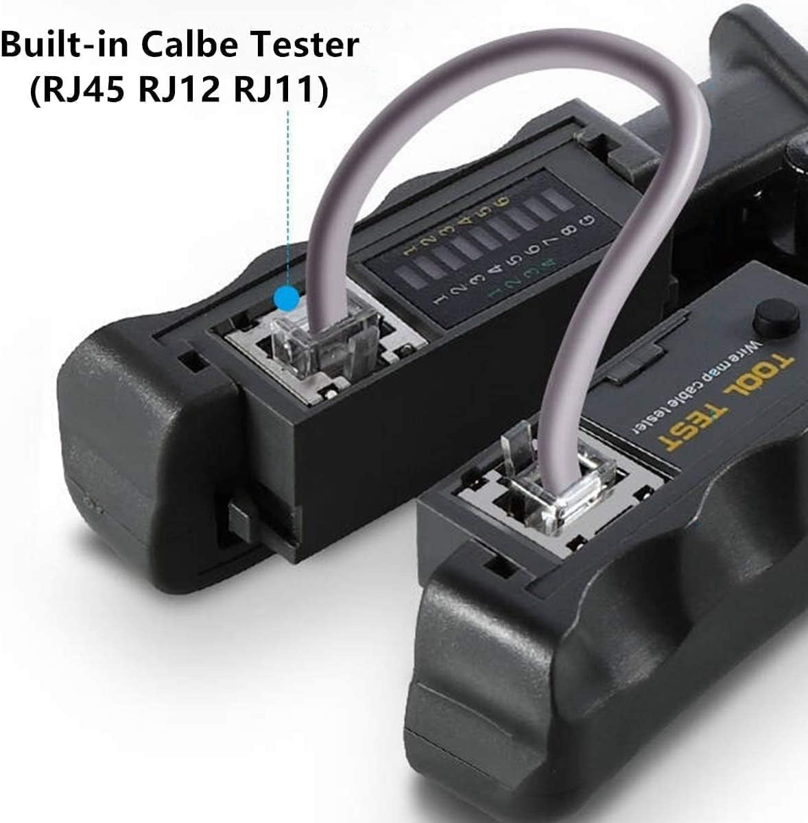 Network Cable Crimper with LAN Tester 4P 6P 8P Telephone Cable RJ45/RJ12/RJ11 Network Cable Pliers Ratchet Modular Telecom Crimping Tool
