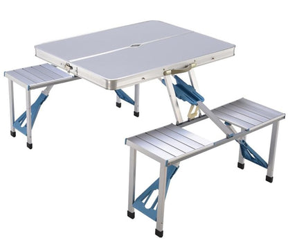 Camping Table Folding Camping Picnic Table with Seats/Umbrella Hole Support That Lightweight and Fold Up Card Suitcase Table Beach Picnic