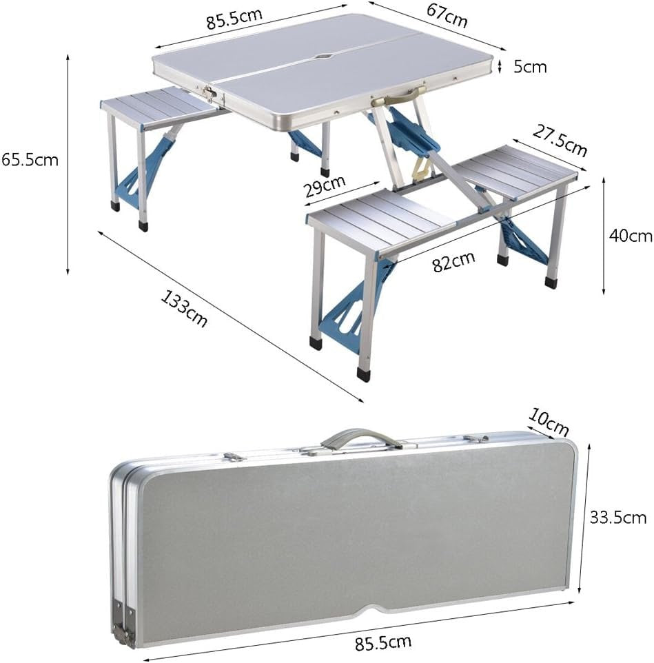 Camping Table Folding Camping Picnic Table with Seats/Umbrella Hole Support That Lightweight and Fold Up Card Suitcase Table Beach Picnic