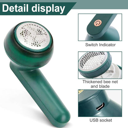 Portable Electric Lint Remover & Shaver for Sweaters and Wool with USB Cable and 2 Replacement Blades