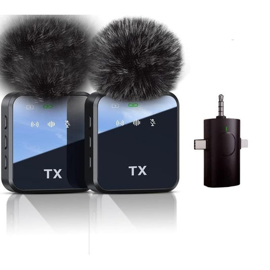 Wireless 3-in-1 Wireles Microphone System – Dual Lavalier Mics With Universal Transmitter