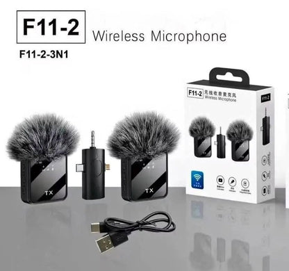 Wireless 3-in-1 Wireles Microphone System – Dual Lavalier Mics With Universal Transmitter
