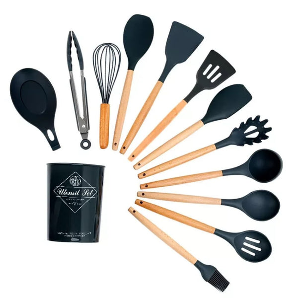 12 PCs nonstick silicon cooking/serving spoon set