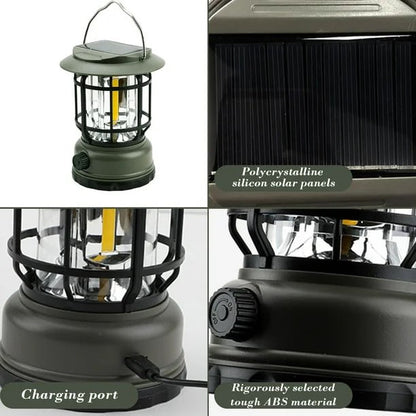 Rechargeable & Solar Powered Camping LED Lantern Lamp for Outdoor Camping, Hiking and Fishing
