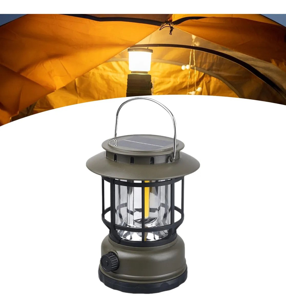 Rechargeable & Solar Powered Camping LED Lantern Lamp for Outdoor Camping, Hiking and Fishing