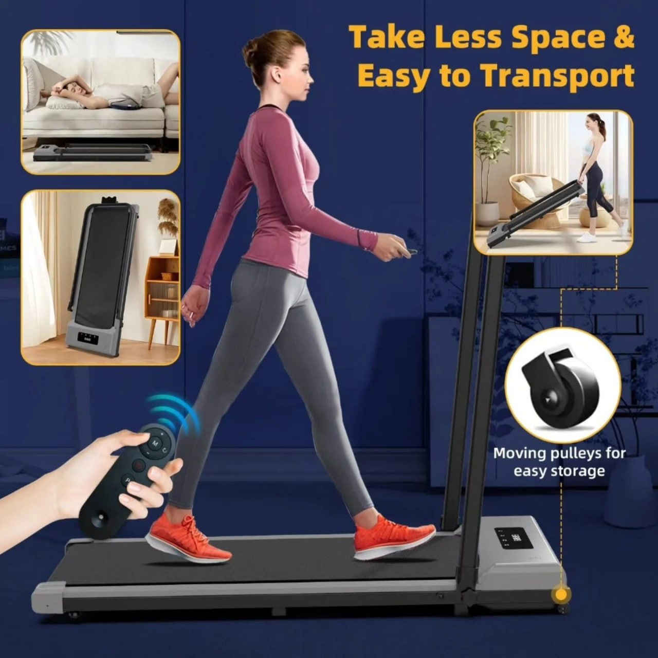 Foldable Electric Treadmill - Electronic Walking Pad - Upto 10km/hr