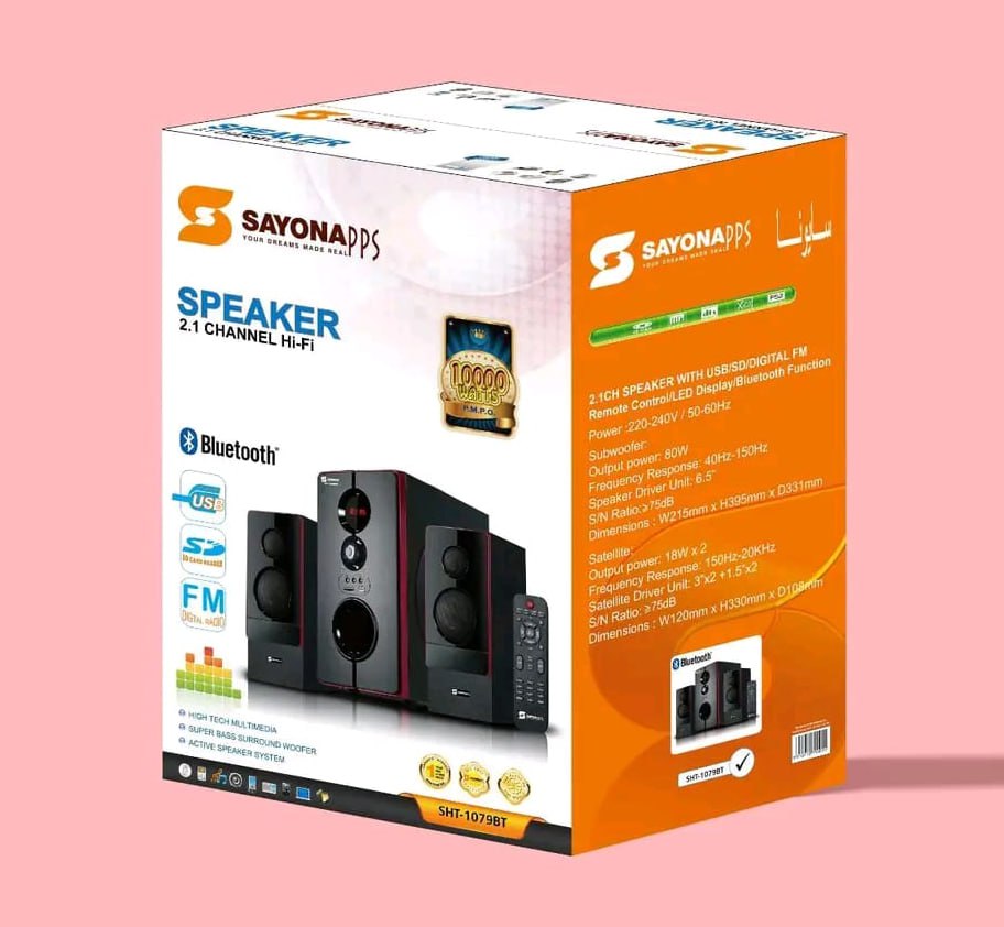 Sayona 2.0 CH SUB Woofer System 10,000 Watts With, Bluetooth/FM/USB