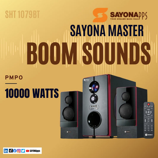 Sayona 2.0 CH SUB Woofer System 10,000 Watts With, Bluetooth/FM/USB
