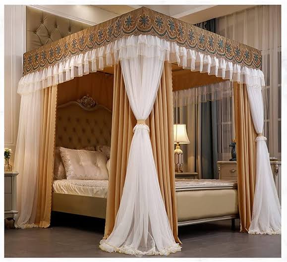 Luxury Square Canopy Princess Double Layer Mosquito Nets 6 by 6 Feet with Stainless Steel Bracket