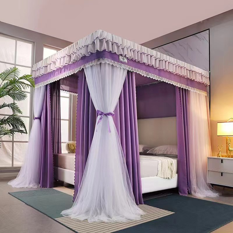 Luxury Square Canopy Princess Double Layer Mosquito Nets 6 by 6 Feet with Stainless Steel Bracket