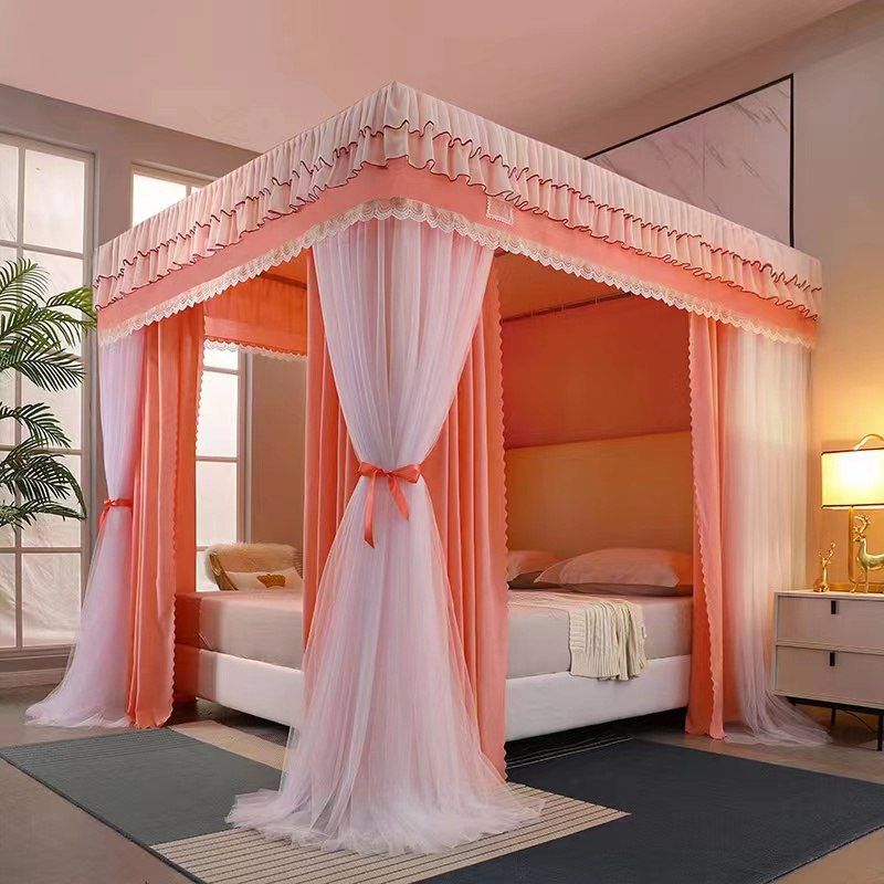 Luxury Square Canopy Princess Double Layer Mosquito Nets 6 by 6 Feet with Stainless Steel Bracket