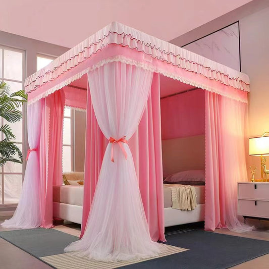 Luxury Square Canopy Princess Double Layer Mosquito Nets 6 by 6 Feet with Stainless Steel Bracket