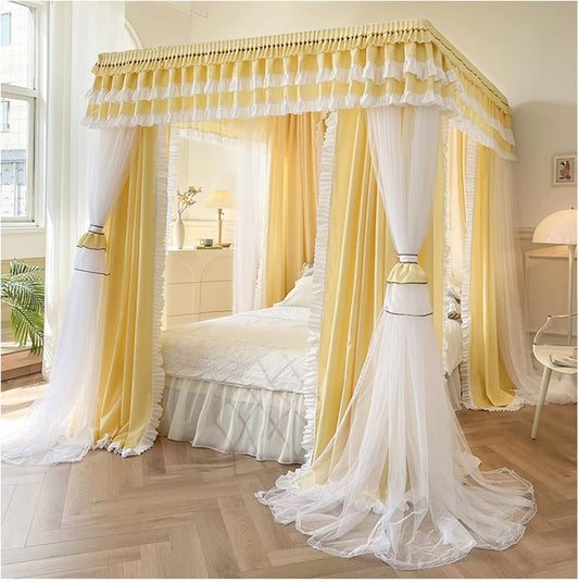 Luxury Square Canopy Princess Double Layer Mosquito Nets 6 by 6 Feet with Stainless Steel Bracket