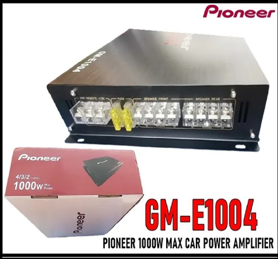 Pioneer GM-E1004 4-Channel Car Amplifier 1000W Max Heavy-Duty Car Power Amp with RCA Low/High Pass Filter 70W Output 10Hz–30kHz Frequency