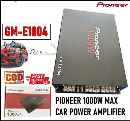 Pioneer GM-E1004 4-Channel Car Amplifier 1000W Max Heavy-Duty Car Power Amp with RCA Low/High Pass Filter 70W Output 10Hz–30kHz Frequency