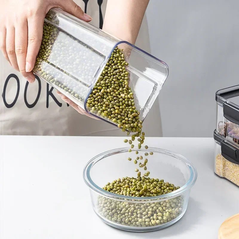 Acrylic Storage Container Set OF 6-PCs (1.8Ltrs x 3pcs + 0.4Ltrs x 3pcs)