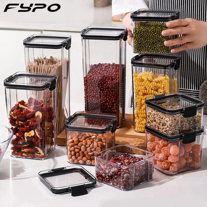 Acrylic Storage Container Set OF 6-PCs (1.8Ltrs x 3pcs + 0.4Ltrs x 3pcs)