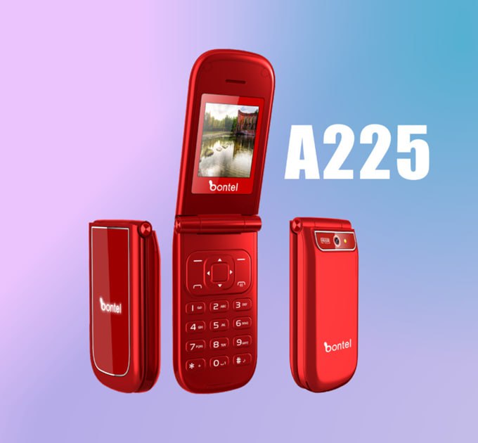 Bontel A225 Stylist Folding Phone Dual Sim, 1,000mAh - Red