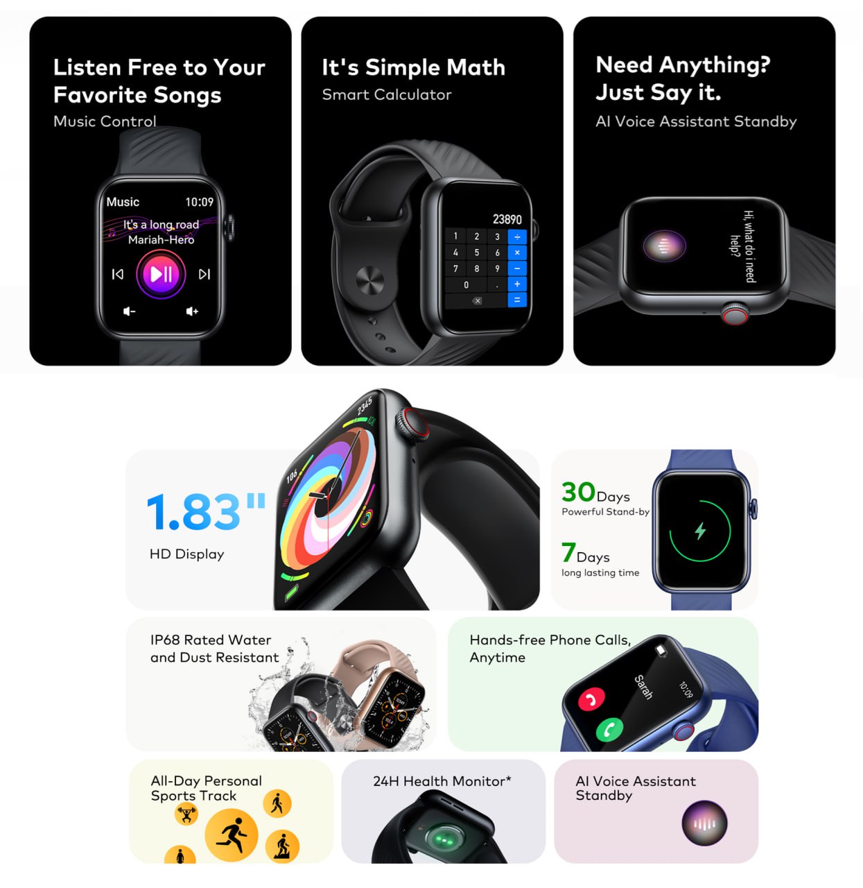 Itel Waterproof Smartwatch ISW-O11 sones Bluetooth Native Storm Smart Watch