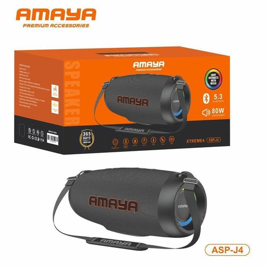 Amaya ASP-J4 Boom Box 80W Bluetooth Speaker with Shoulder strip for Outdoor and Party Fun