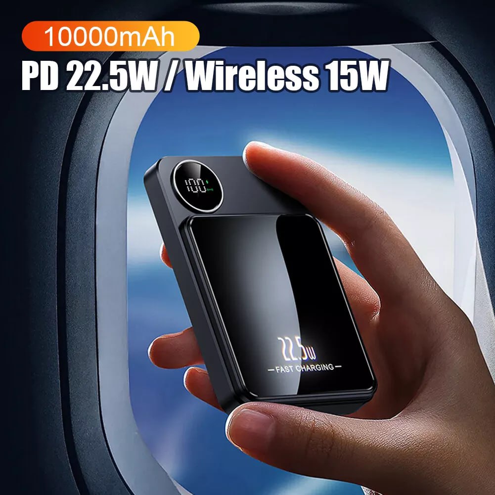 Magnetic 10000mAh 15W Power Bank Wireless Fast Charger External Portable Battery