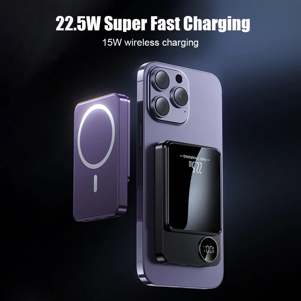 Magnetic 10000mAh 15W Power Bank Wireless Fast Charger External Portable Battery