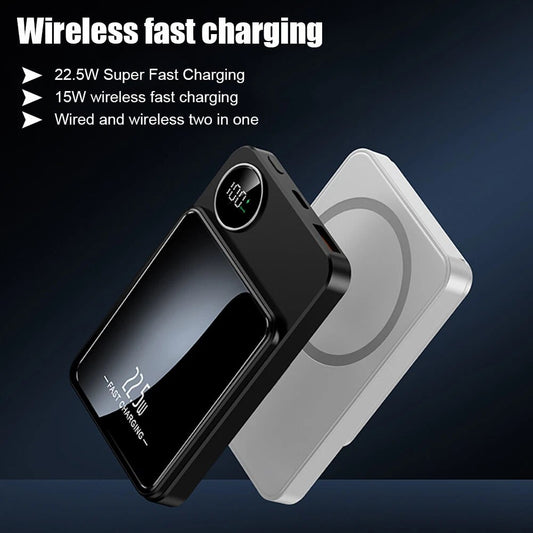 Magnetic 10000mAh 15W Power Bank Wireless Fast Charger External Portable Battery