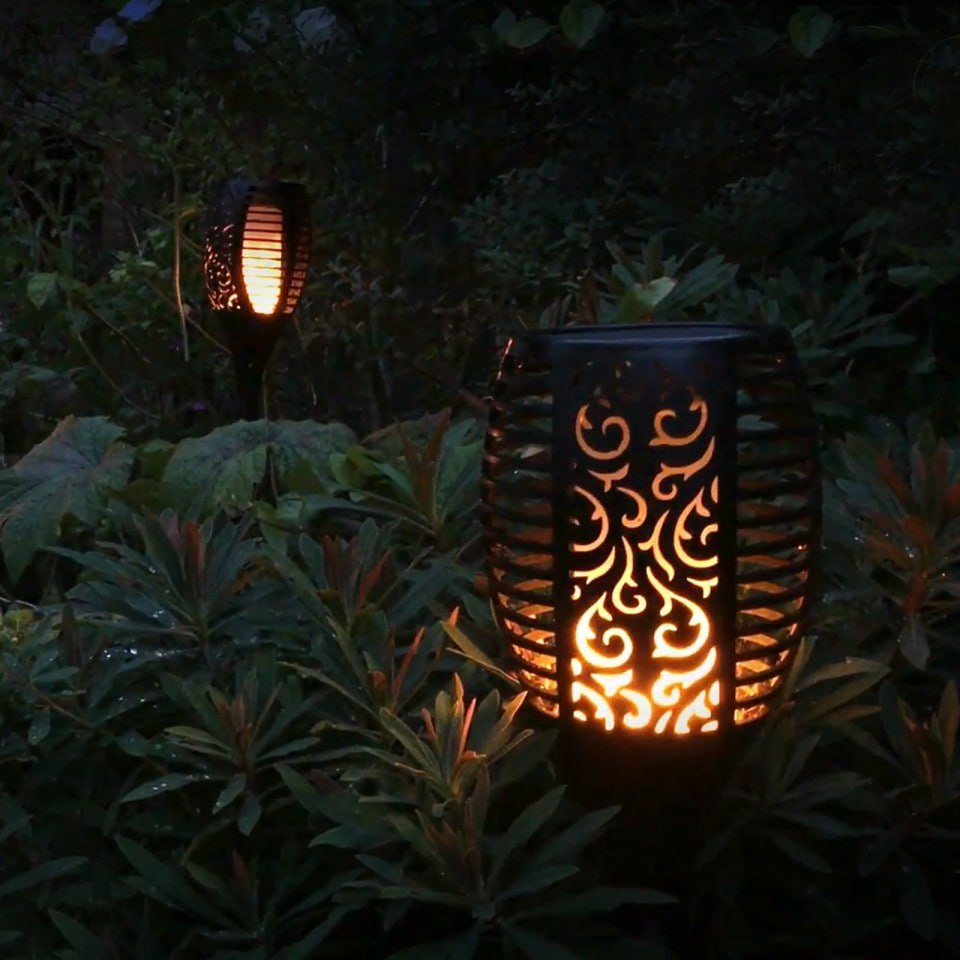 Big Outdoor Garden & Path Solar Flame Light-2PCs